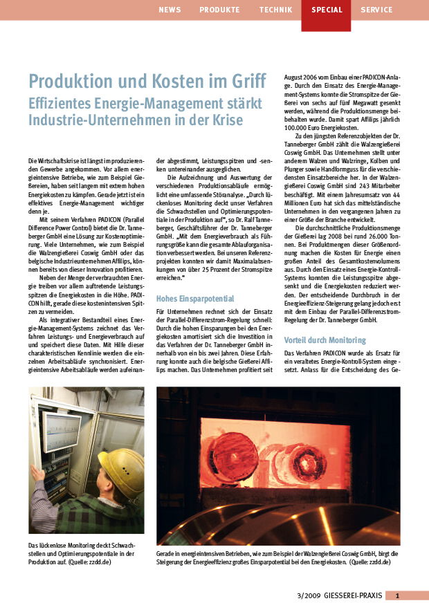 Produktion und Kosten im Griff (Walzengießerei Coswig) „Gießereipraxis“